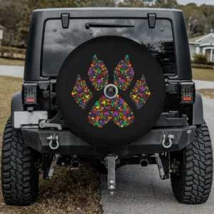 Miraculous Ladybug rainbow hearts Cat Noir paw spare tire cover with camera hole option