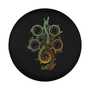 Gradient rune dragon Monster Hunter Wilds symbol design detail for spare tire cover