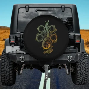 Gradient rune dragon Monster Hunter Wilds symbol spare tire cover no camera hole for Ford Bronco Sport