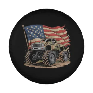 Monster truck American camo USA flag design for spare tire cover