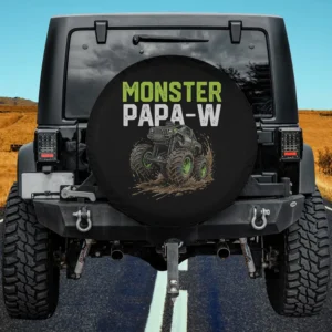 monster truck mud riding papa-w father's day spare tire cover no camera hole for Jeep Cherokee