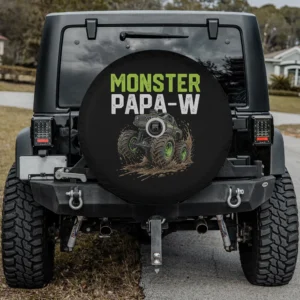 monster truck mud riding papa-w father's day spare tire cover with camera hole for Jeep Cherokee