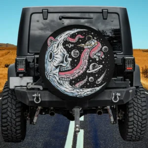 Moon skull tentacle astronaut octopus spare tire cover with no camera hole on Jeep