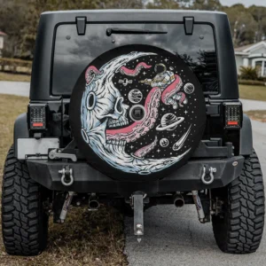 Moon skull tentacle astronaut octopus spare tire cover with backup camera hole for SUV