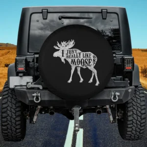 Hand Drawn Moose Silhouette Funny Text Spare Tire Cover No Camera Hole