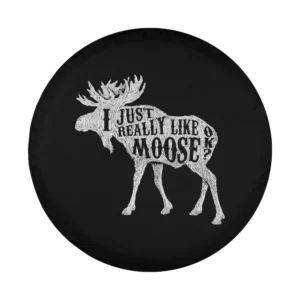 Funny hand drawn moose silhouette text design for spare tire cover