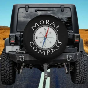 Moral Compass compass rose spare tire cover with bold compass design for Jeep, Bronco, RV