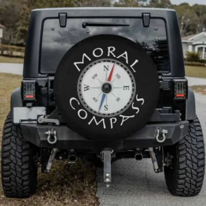 Moral Compass compass rose spare tire cover with backup camera hole for Ford Bronco, Jeep, SUV