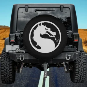 Black circle dragon logo Mortal Kombat spare tire cover no camera hole