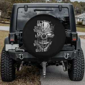motivational quote cracked skull halloween spare tire cover with camera hole