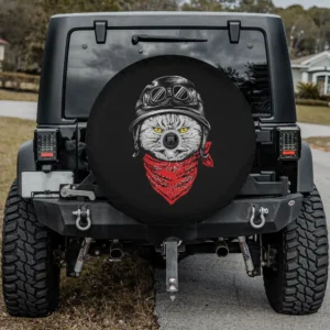 Motorcycle helmet red bandana cat spare tire cover with backup camera hole for SUV