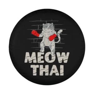 Cartoon Muay Thai cat with red boxing gloves design only