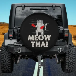 Muay Thai Cat Red Boxing Gloves Spare Tire Cover No Camera Hole