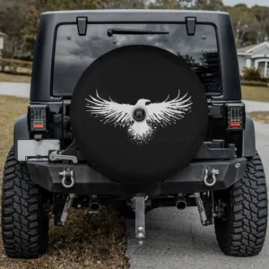 Munin raven Vegvisir Norse compass spare tire cover with backup camera hole for Bronco
