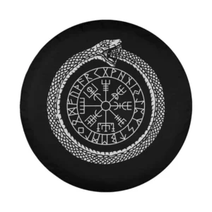Mystic ouroboros Vegvisir runic Viking design for spare tire cover closeup