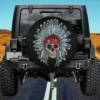 Native American skull with Indian feathers spare tire cover no camera hole