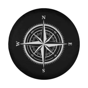 Black and white nautical compass rose design for Ford Bronco Sport spare tire cover
