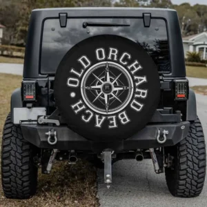 Nautical compass Old Orchard Beach Maine spare tire cover with camera hole for SUV