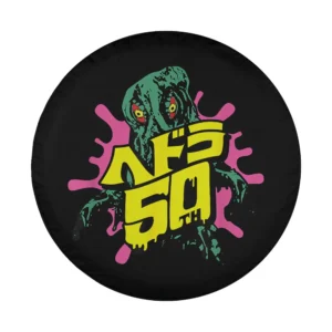 Neon Godzilla splatter 50th anniversary design graphic for spare tire cover