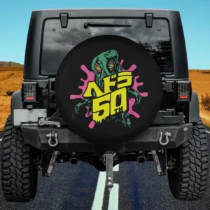 Neon Godzilla splatter 50th anniversary spare tire cover no camera hole for Jeep RV
