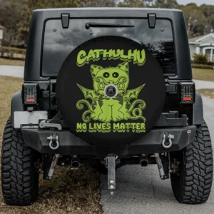 spare tire cover neon green cathulhu kitten demon octopus with camera hole