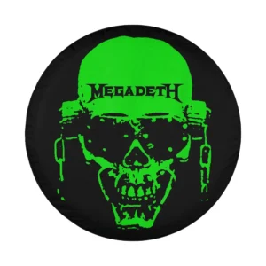 Design only of neon green Megadeth Vic skull Halloween spare tire cover