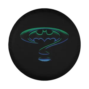 Design of neon green question mark Batman logo spare tire cover for Jeep, SUV, RV