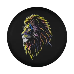 neon mane majestic lion head jungle cat spare tire cover design only