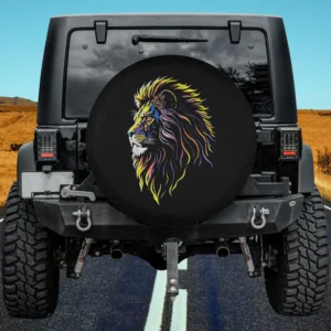 neon mane majestic lion head jungle cat spare tire cover no camera hole