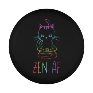 Neon outline zen af buddha cat yoga design for spare tire cover product