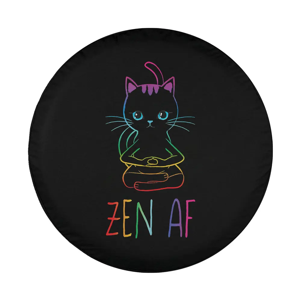 Neon outline zen af buddha cat yoga design for spare tire cover product