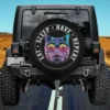 Neon sunglasses palm tree cat eat sleep rave repeat spare tire cover no camera hole for Jeep RV