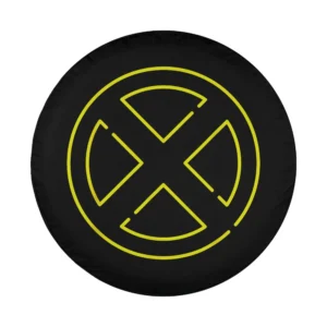 neon yellow x-men symbol marvel spare tire cover design closeup