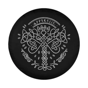 White Norse runic knotwork Viking symbols design for spare tire cover