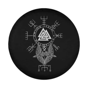 Norse symbol Celtic compass Valknut Vegvisir Viking design on spare tire cover