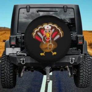 Nurse Hat Stethoscope Turkey Thanksgiving Spare Tire Cover No Camera Hole