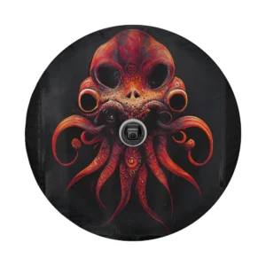 octopus golden trident moon design with skull and tentacles for tire cover