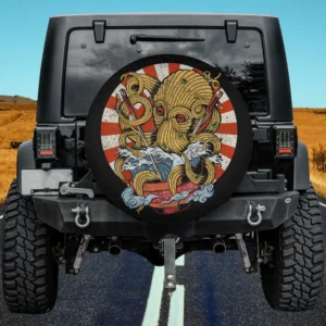 Octopus Kraken Japanese Ramen Retro Anime Spare Tire Cover No Camera Hole