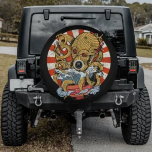 Octopus kraken ramen anime spare tire cover with camera hole on Jeep
