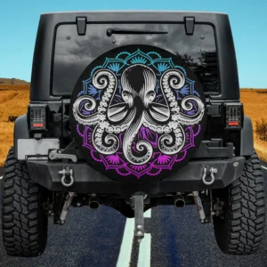 octopus lotus flower mandala marine biologist spare tire cover with no camera hole