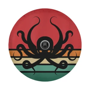 Octopus retro sunset marine biologist cephalopod design for spare tire cover