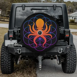 Cool octopus sea creature saltwater aquarium design spare tire cover with camera hole
