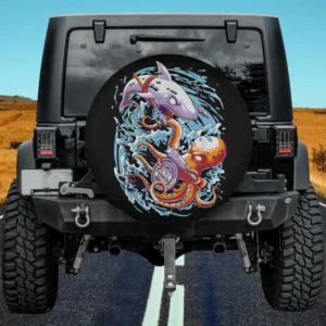 Octopus Shark Marine Biologist Ocean Sea Life Spare Tire Cover No Camera Hole