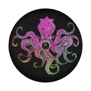 octopus watercolor tentacles artwork for spare tire cover design