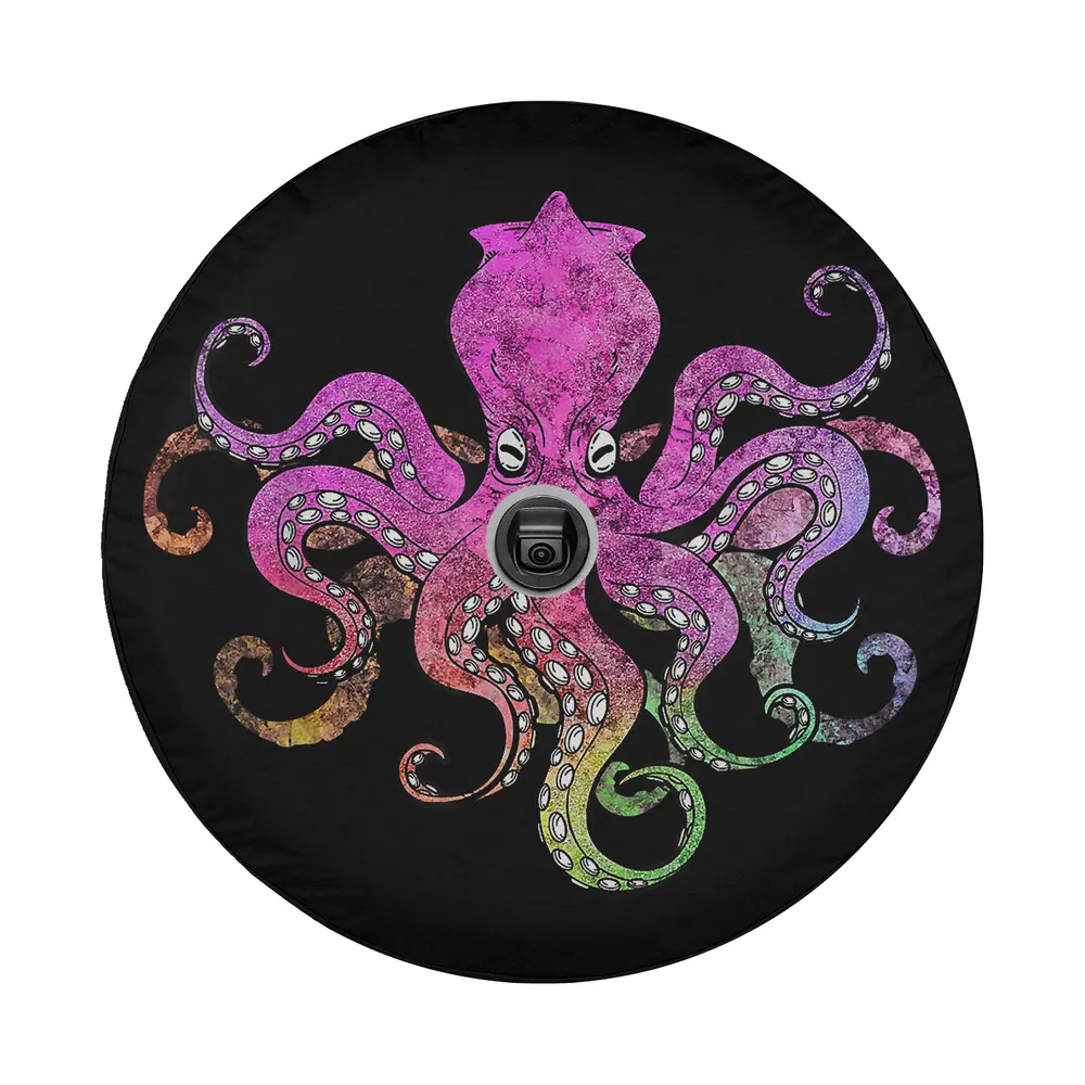 octopus watercolor tentacles artwork for spare tire cover design