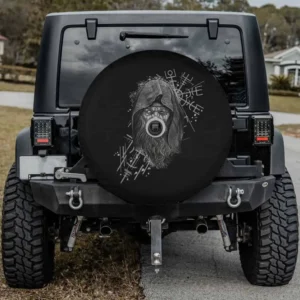 Odin Vegvisir Hugin Munin Viking spare tire cover with camera hole for Jeep RV
