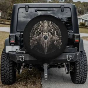 Odin Viking Vegvisir axes Nordic mythology spare tire cover with camera hole for Jeep RV