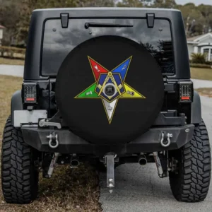 OES Masonic Square and Compass Order of the Eastern Star spare tire cover with camera hole