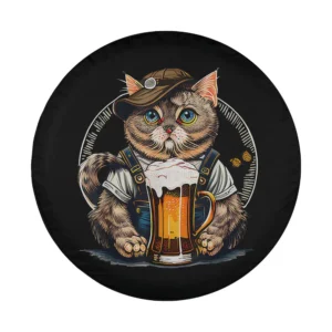 Funny cat in lederhosen with beer mug Oktoberfest party design only
