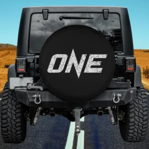 cracked ONE Championship logo black spare tire cover with no camera hole